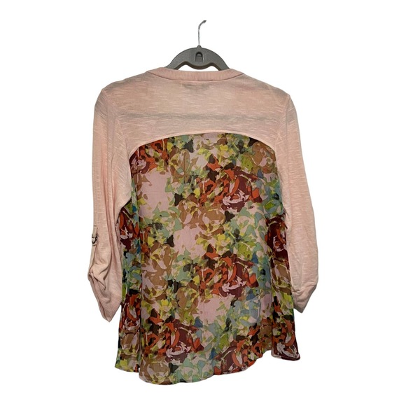 Democracy Pink Cardigan with floral mesh back. Size Medium - Picture 4 of 7